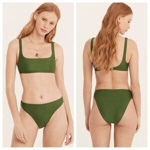 J.Crew High Rise Cheeky Bikini Bottom Safari Green